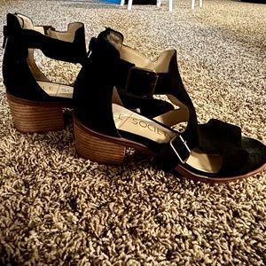 Sole Society Black Block Heel Sandal Size 9